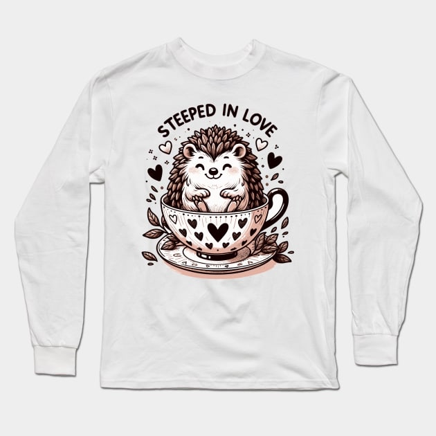 Cozy Hedgehog Tea Time Long Sleeve T-Shirt by WEARWORLD